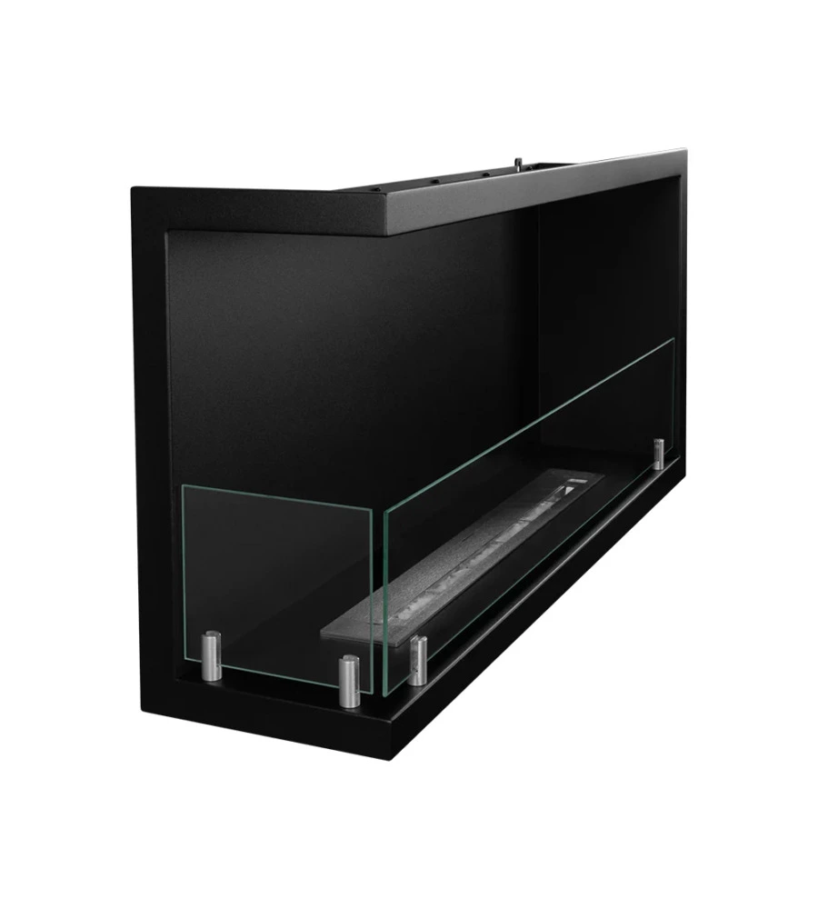 CAMINO BIOETANOLO DA INCASSO DIVINA FIRE "SUTRI 90" APERTURA LATERALE SINISTRA IN ACCIAIO NERO 90X45 CM