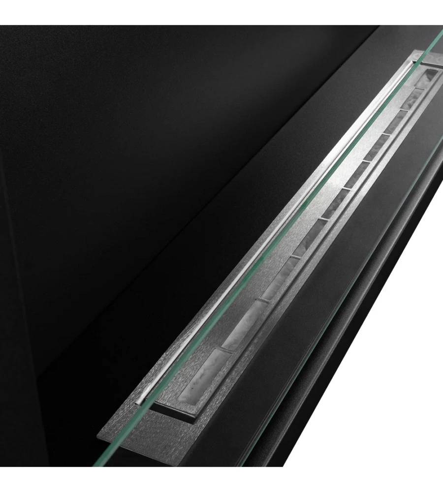 CAMINO BIOETANOLO DA INCASSO DIVINA FIRE "SUTRI 120" APERTURA LATERALE DESTRA IN ACCIAIO NERO 120X45 CM