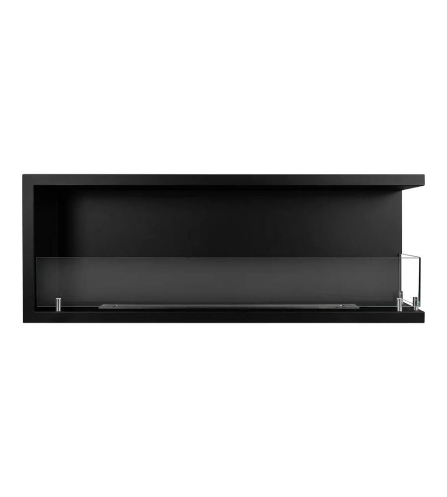 CAMINO BIOETANOLO DA INCASSO DIVINA FIRE "SUTRI 120" APERTURA LATERALE DESTRA IN ACCIAIO NERO 120X45 CM