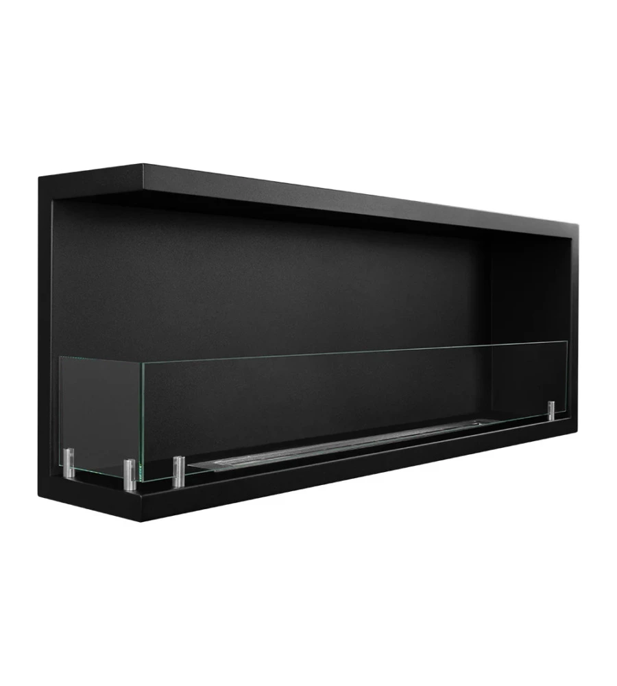 CAMINO BIOETANOLO DA INCASSO DIVINA FIRE "SUTRI 120" IN ACCIAIO NERO 120X45 CM