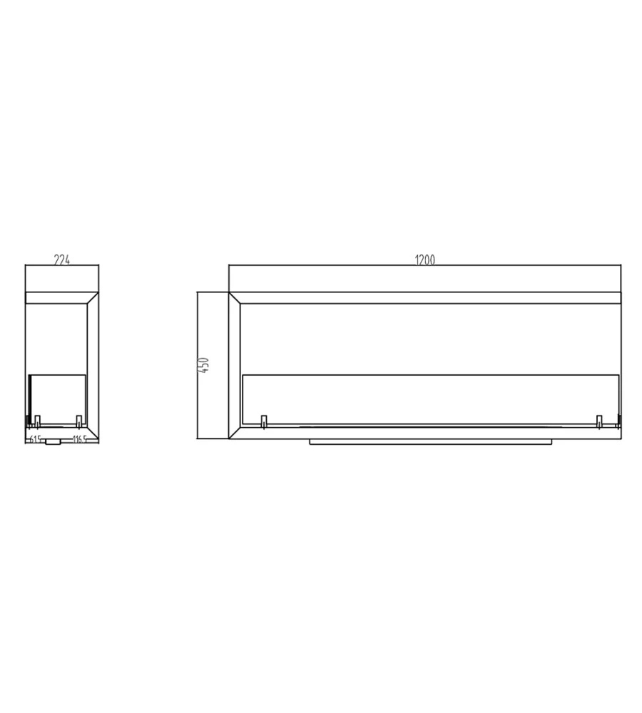 CAMINO BIOETANOLO DA INCASSO DIVINA FIRE "SUTRI 120" IN ACCIAIO NERO 120X45 CM