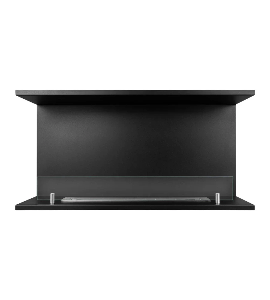CAMINO BIOETANOLO DA INCASSO AD ANGOLO DIVINA FIRE "TREVI 90" IN ACCIAIO NERO 90X45 CM