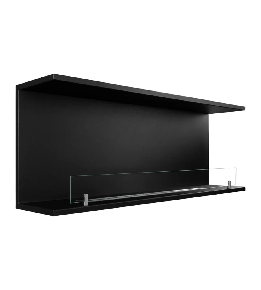 CAMINO BIOETANOLO DA INCASSO AD ANGOLO DIVINA FIRE "TREVI 120" IN ACCIAIO NERO 120X50 CM