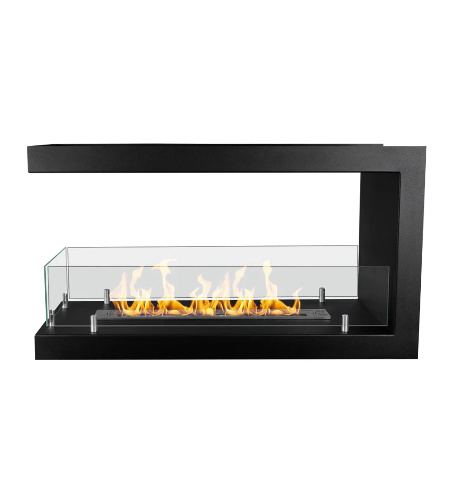 CAMINO BIOETANOLO DA INCASSO 3 LATI DIVINA FIRE "MARATEA 90" IN ACCIAIO NERO 90X50 CM