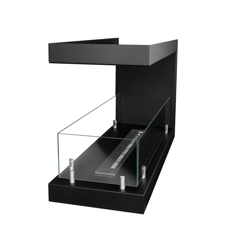 CAMINO BIOETANOLO DA INCASSO 3 LATI DIVINA FIRE "MARATEA 90" IN ACCIAIO NERO 90X50 CM