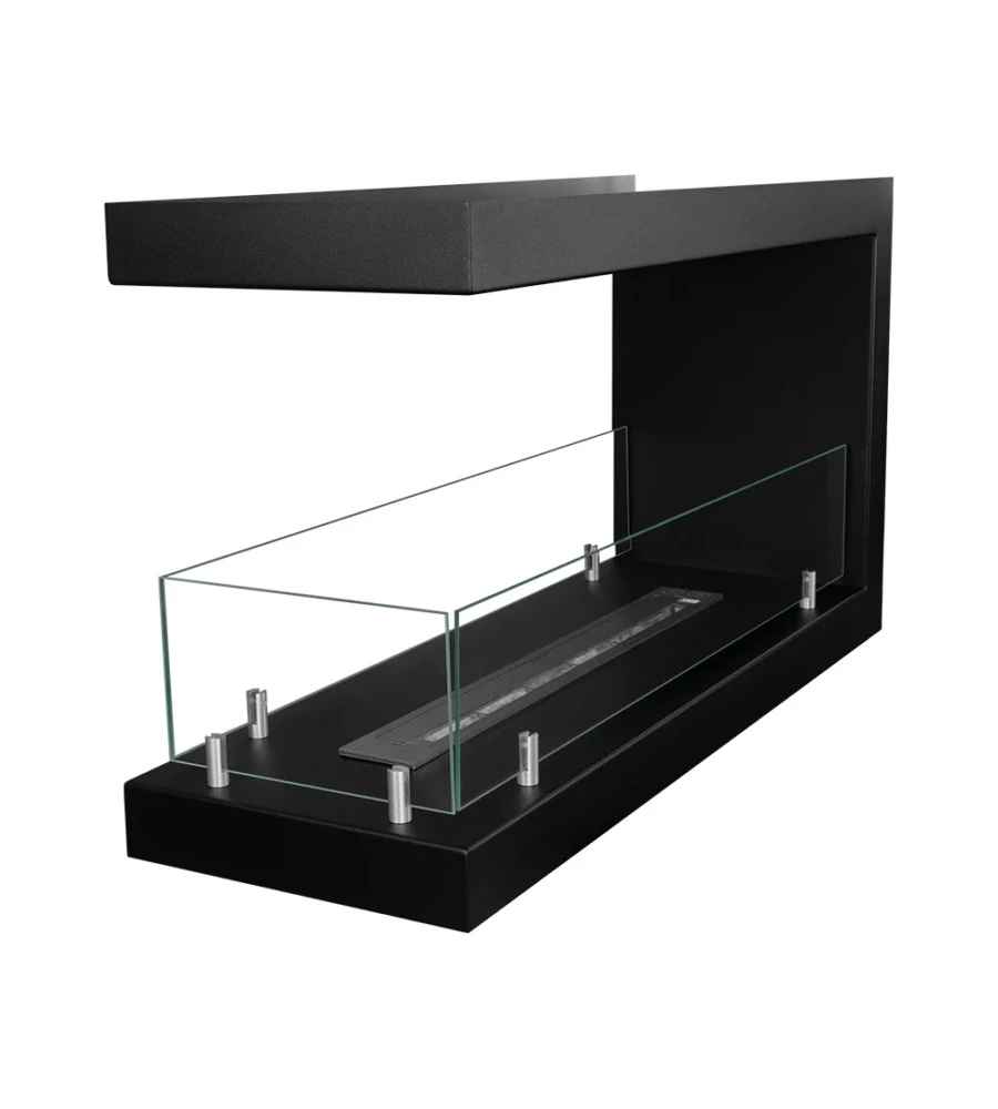 CAMINO BIOETANOLO DA INCASSO 3 LATI DIVINA FIRE "MARATEA 90" IN ACCIAIO NERO 90X50 CM