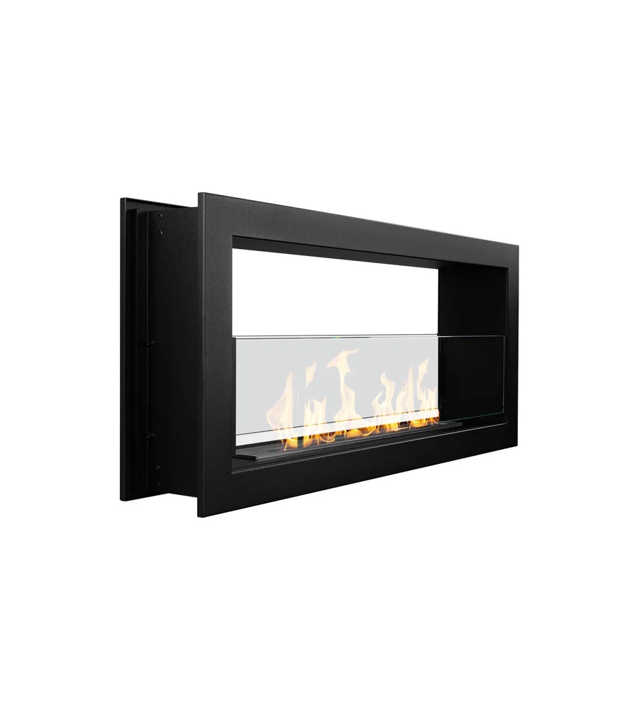 CAMINO BIOETANOLO DA INCASSO 2 LATI DIVINA FIRE "MONTEFALCO 90" IN ACCIAIO NERO 90X15,2X40 CM