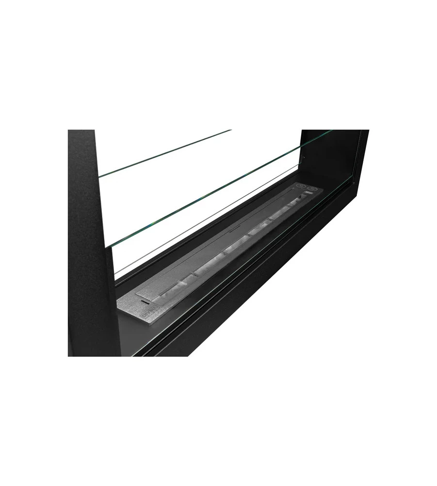 CAMINO BIOETANOLO DA INCASSO 2 LATI DIVINA FIRE "MONTEFALCO 90" IN ACCIAIO NERO 90X15,2X40 CM