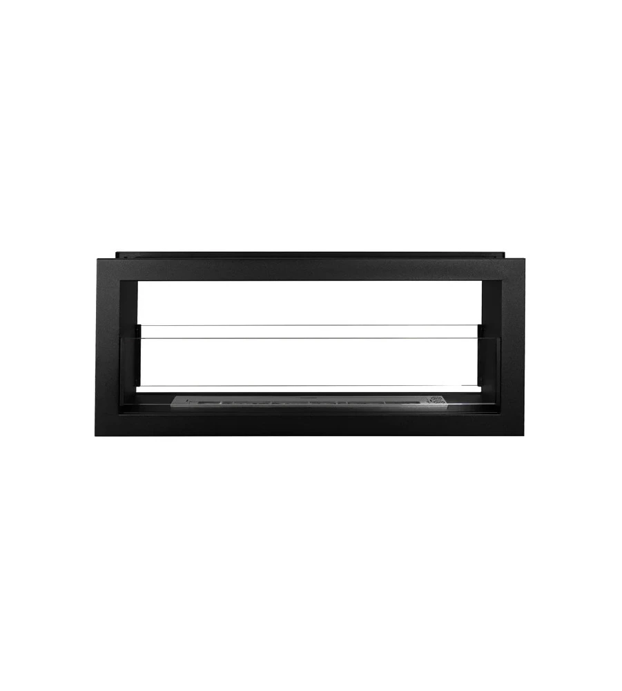 CAMINO BIOETANOLO DA INCASSO 2 LATI DIVINA FIRE "MONTEFALCO 90" IN ACCIAIO NERO 90X15,2X40 CM