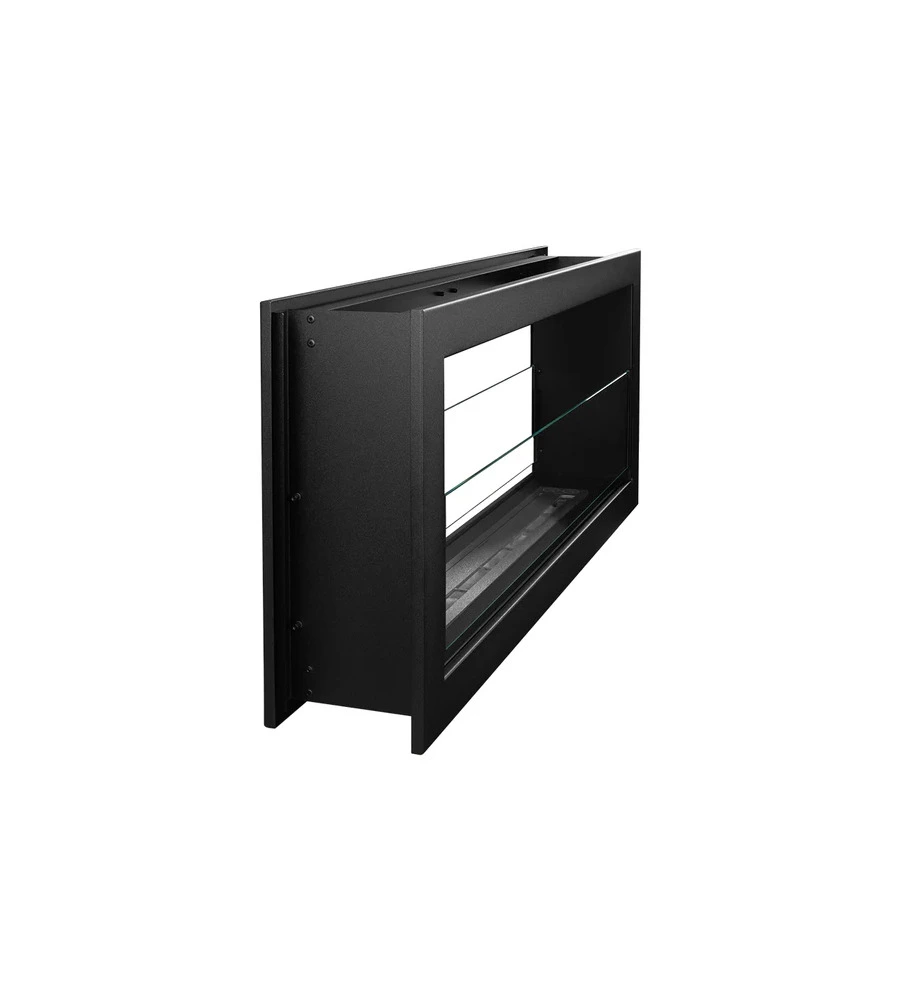 CAMINO BIOETANOLO DA INCASSO 2 LATI DIVINA FIRE "MONTEFALCO 90" IN ACCIAIO NERO 90X15,2X40 CM