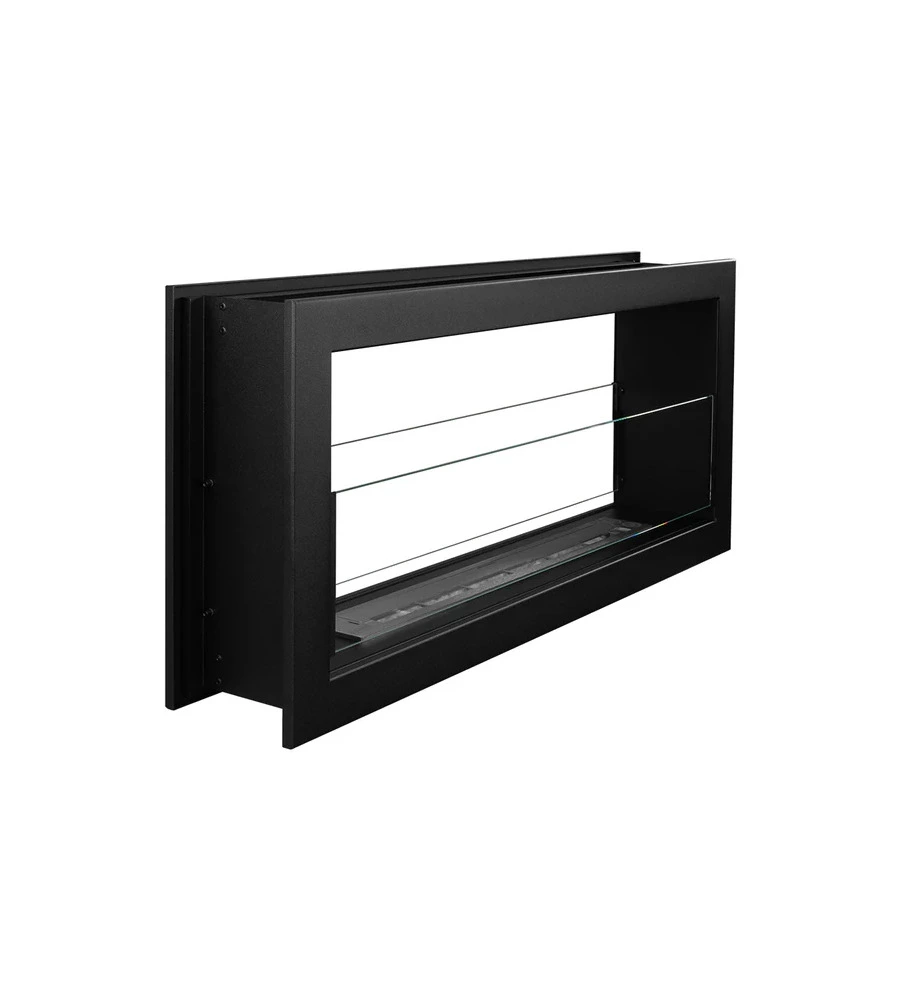 CAMINO BIOETANOLO DA INCASSO 2 LATI DIVINA FIRE "MONTEFALCO 90" IN ACCIAIO NERO 90X15,2X40 CM