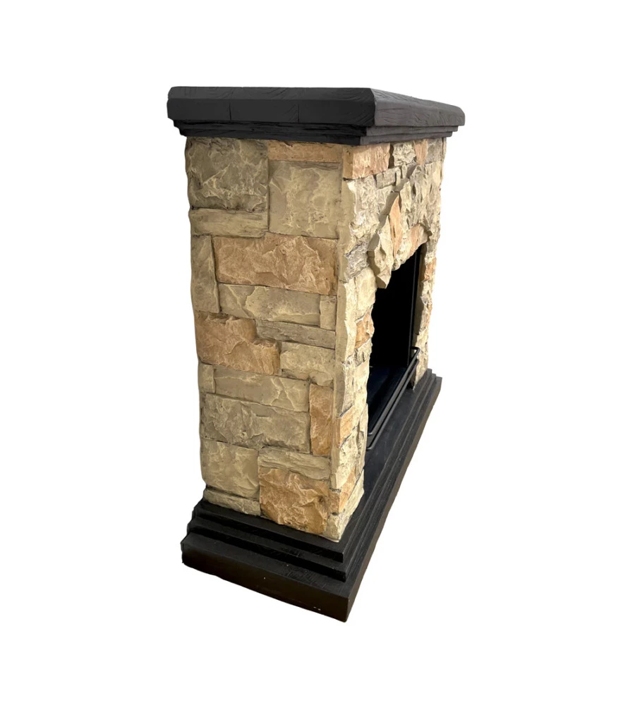 CAMINO BIOETANOLO DA TERRA DIVINA FIRE "BELLUNO" IN RESINA EFFETTO FINTA PIETRA 105X38X100 CM