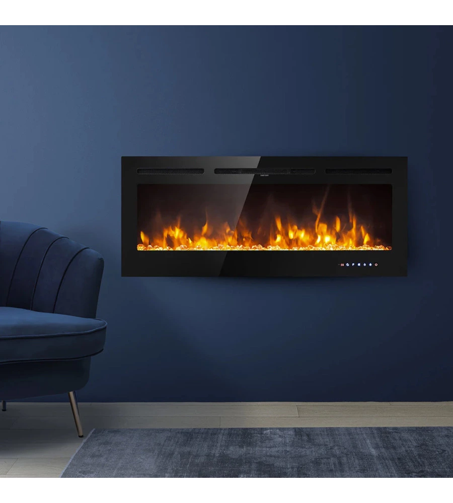 CAMINO ELETTRICO DA INCASSO DIVINA FIRE "CHICAGO" NERO 101,6X14X54,6 CM
