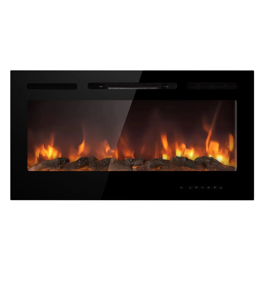 CAMINO ELETTRICO DA INCASSO DIVINA FIRE "CHICAGO" NERO 101,6X14X54,6 CM
