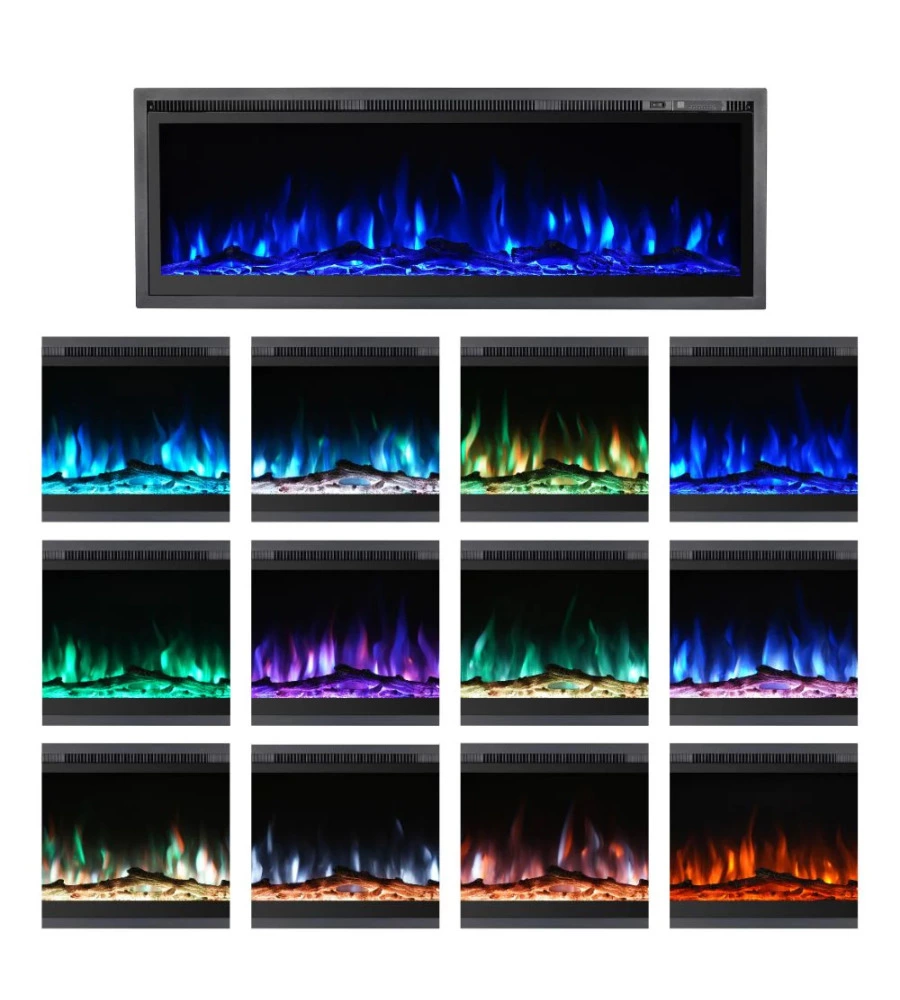 CAMINO ELETTRICO DA INCASSO DIVINA FIRE "CHICAGO" NERO 127X14X45 CM