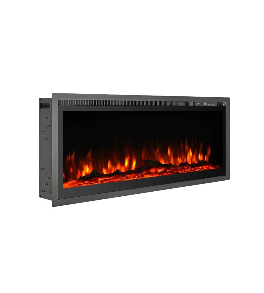 CAMINO ELETTRICO DA INCASSO DIVINA FIRE "CHICAGO" NERO 127X14X45 CM