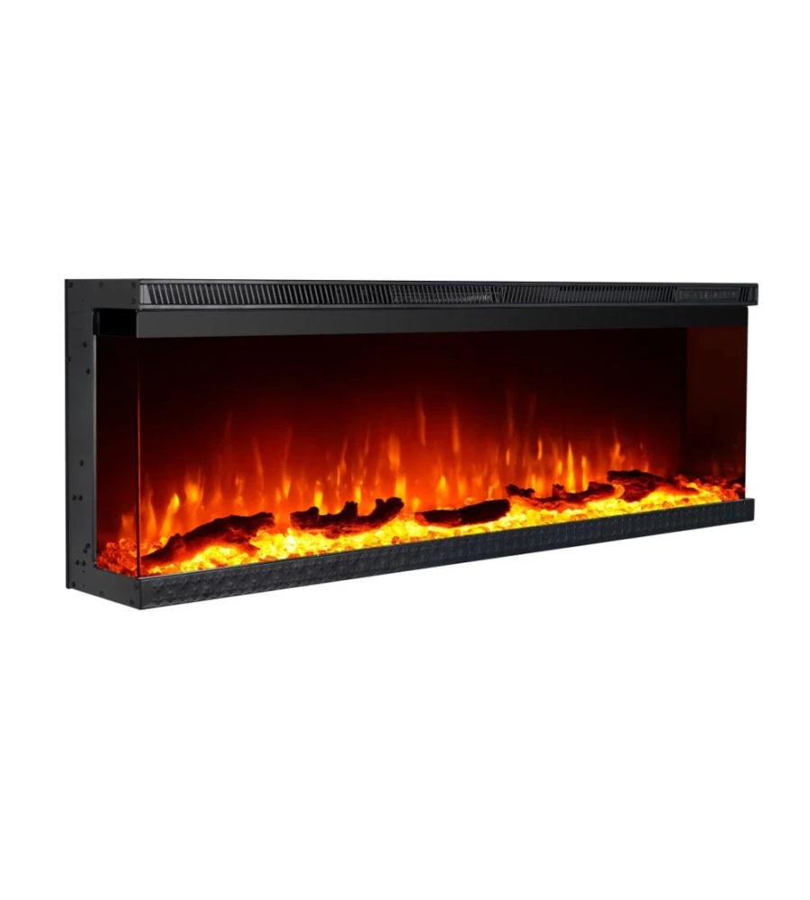 CAMINO ELETTRICO DA INCASSO DIVINA FIRE "BOSTON 100" CON 3 LATI VISIBILI NERO 101,6X20x44 CM