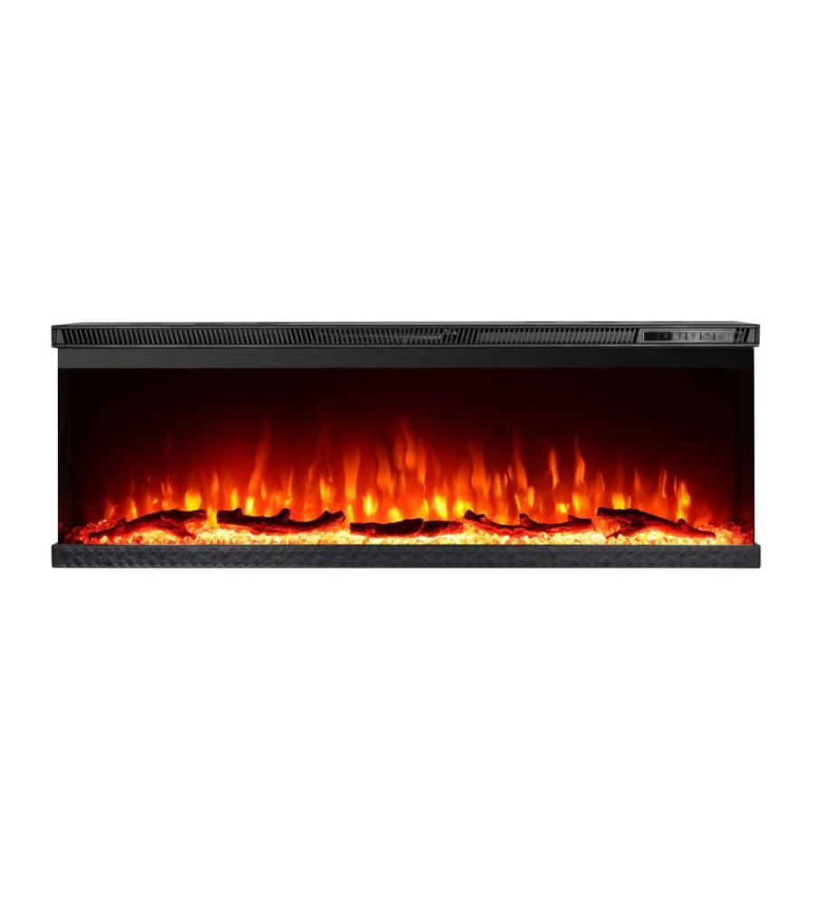 CAMINO ELETTRICO DA INCASSO 3 LATI DIVINA FIRE "BOSTON 130" NERO 127X14X45 CM