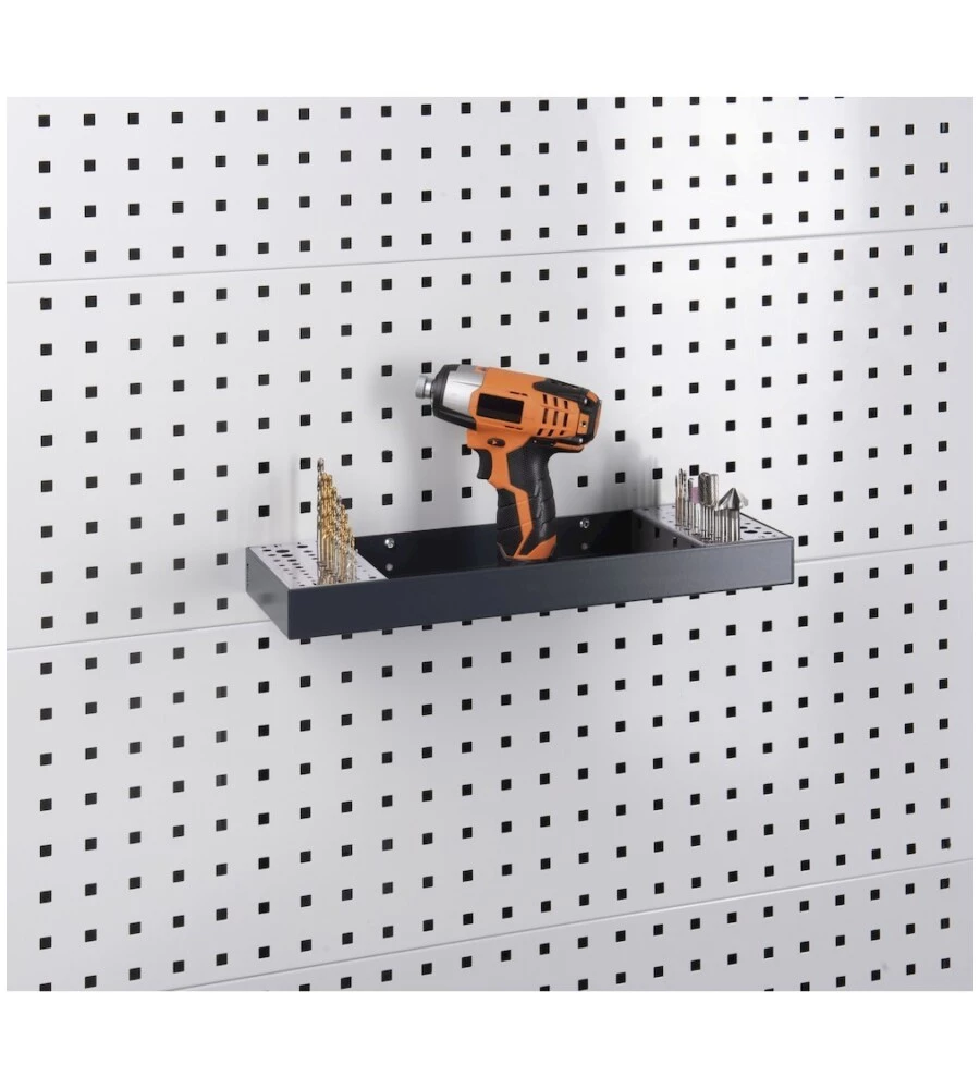 MENSOLA REVERISIBILE PORTAOGGETTI FAMI PER PANNELLO FORO QUADRO IN ACCIAIO ANTRACITE 45,5 CM
