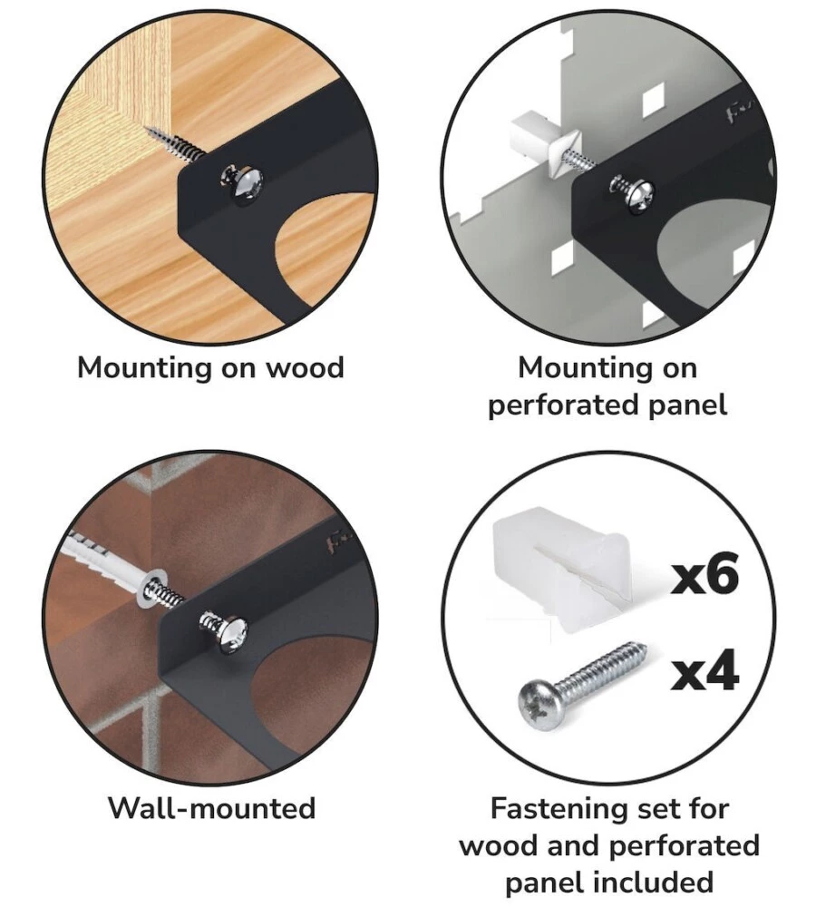 MENSOLA REVERISIBILE PORTAOGGETTI FAMI PER PANNELLO FORO QUADRO IN ACCIAIO ANTRACITE 45,5 CM