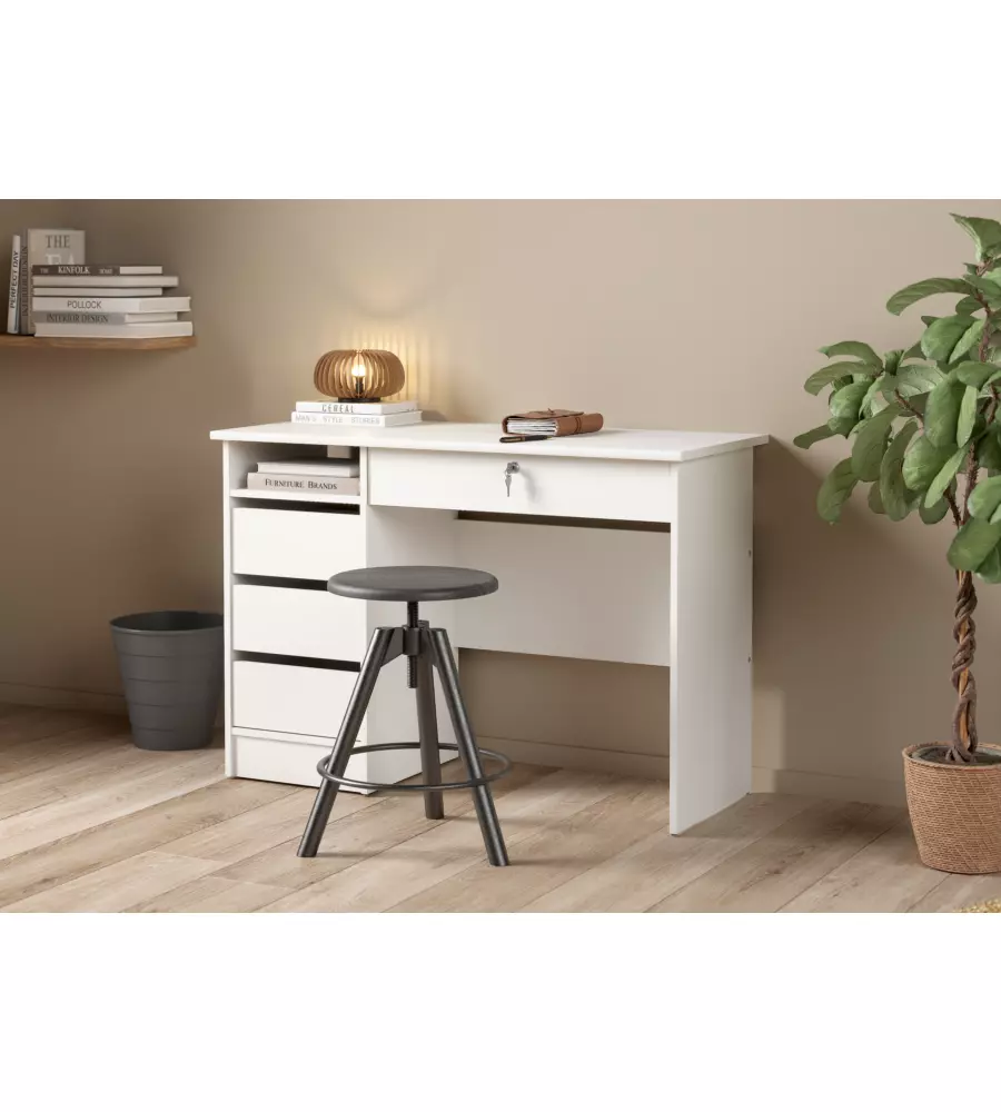SCRIVANIA CON CASSETTI BIANCO 109,3,48,5X75,6 CM