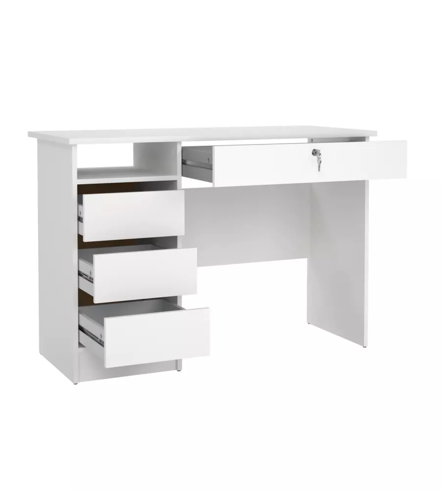 SCRIVANIA CON CASSETTI BIANCO 109,3,48,5X75,6 CM