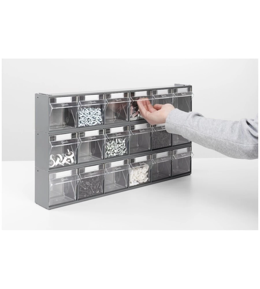 CASSETTIERA PORTA MINUTERIA FAMI "VISUAL BOX" 5 CASSETTI IN PLASTICA ANTRACITE 60X14X16,8 CM