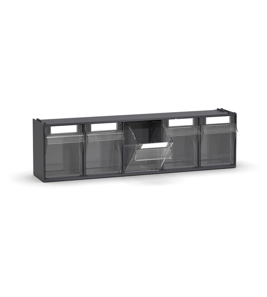 CASSETTIERA PORTA MINUTERIA FAMI "VISUAL BOX" 5 CASSETTI IN PLASTICA ANTRACITE 60X14X16,8 CM