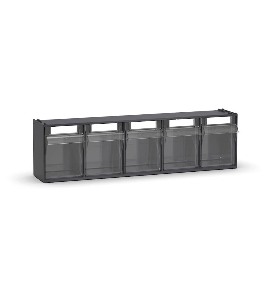 CASSETTIERA PORTA MINUTERIA FAMI "VISUAL BOX" 5 CASSETTI IN PLASTICA ANTRACITE 60X14X16,8 CM
