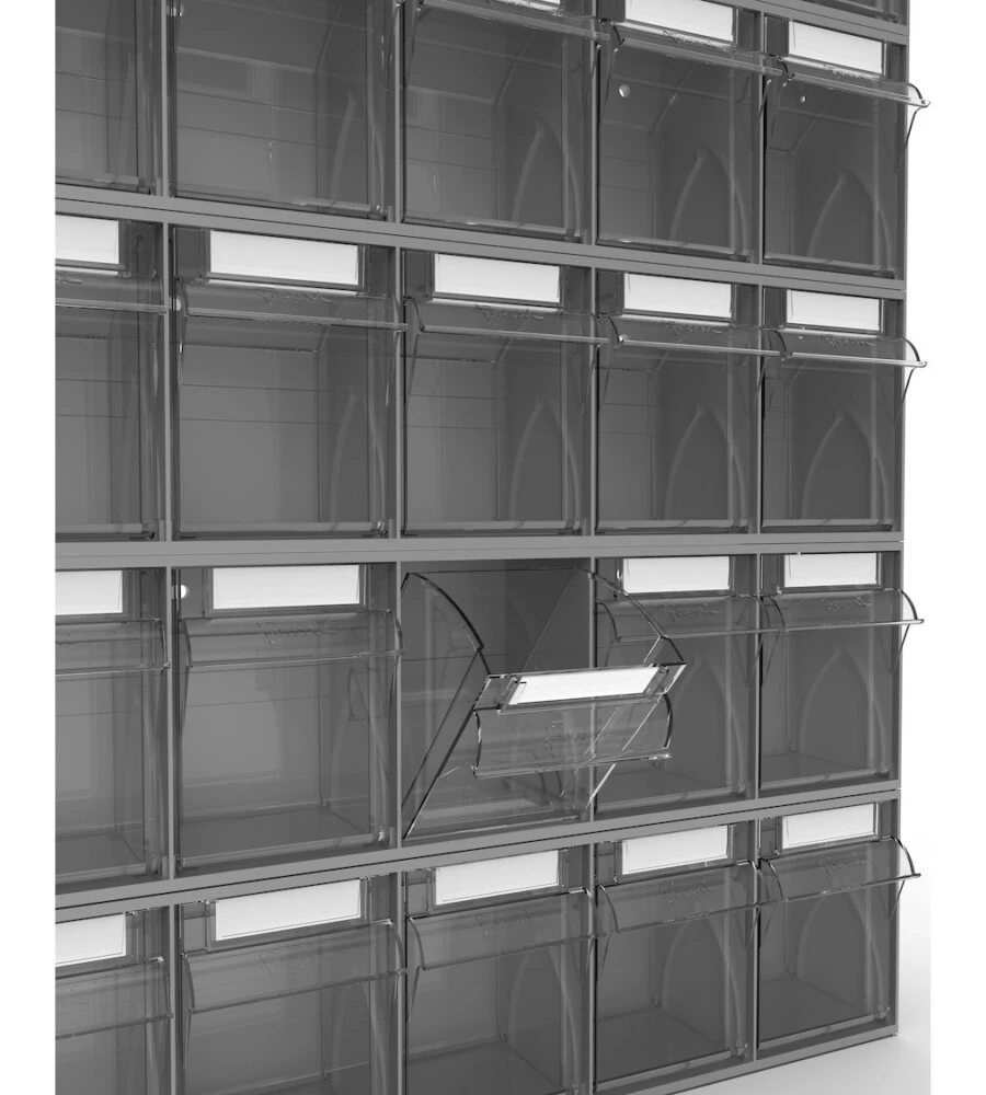 CASSETTIERA PORTA MINUTERIA FAMI "VISUAL BOX" 5 CASSETTI IN PLASTICA ANTRACITE 60X14X16,8 CM