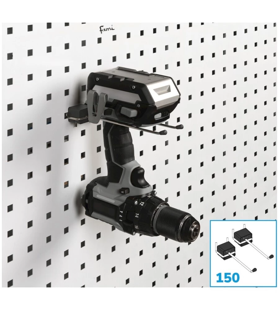 SET 10 PEZZI GANCIO CON PUNTALE FAMI "THE BLOCK" PER PANNELLO FORO QUADRO ANTIRIBALTAMENTO 150 MM