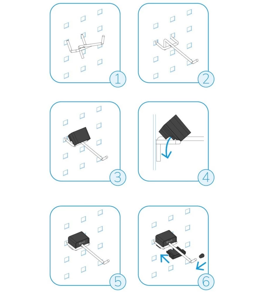 SET 10 PEZZI GANCIO CON PUNTALE FAMI "THE BLOCK" PER PANNELLO FORO QUADRO ANTIRIBALTAMENTO 150 MM