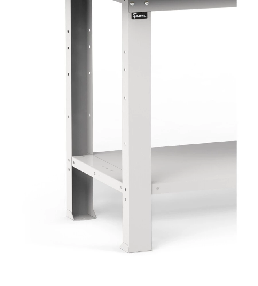 BANCO DA LAVORO GARAGE FISSO FAMI "WORK" IN LEGNO DI FAGGIO E LAMIERA GRIGIO CHIARO 150X75X88,2 CM