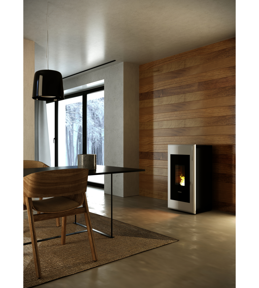 STUFA A PELLET ERMETICA FREEPOINT "ONE 7 T2" BIANCO 7 KW