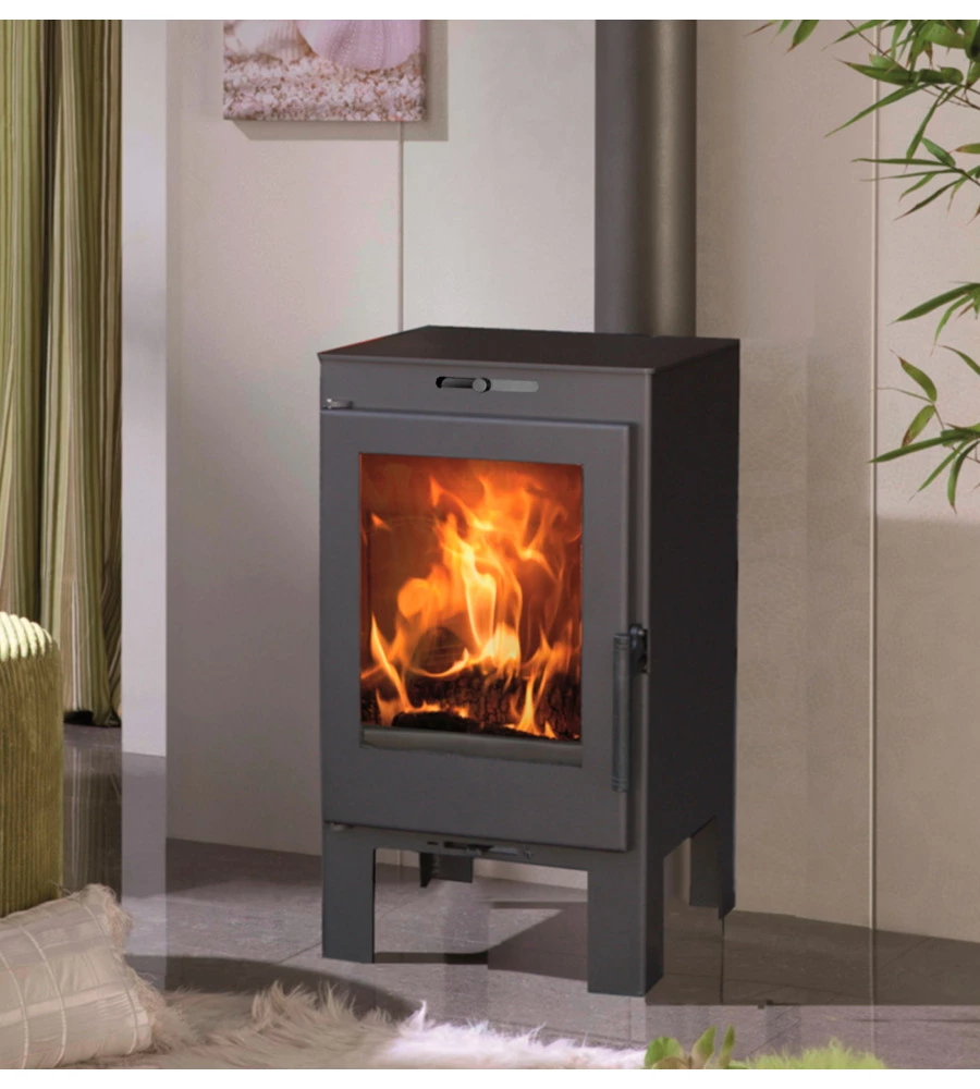 STUFA A LEGNA PANADERO "ALINA" IN ACCIAIO E GHISA NERO 6,9 KW