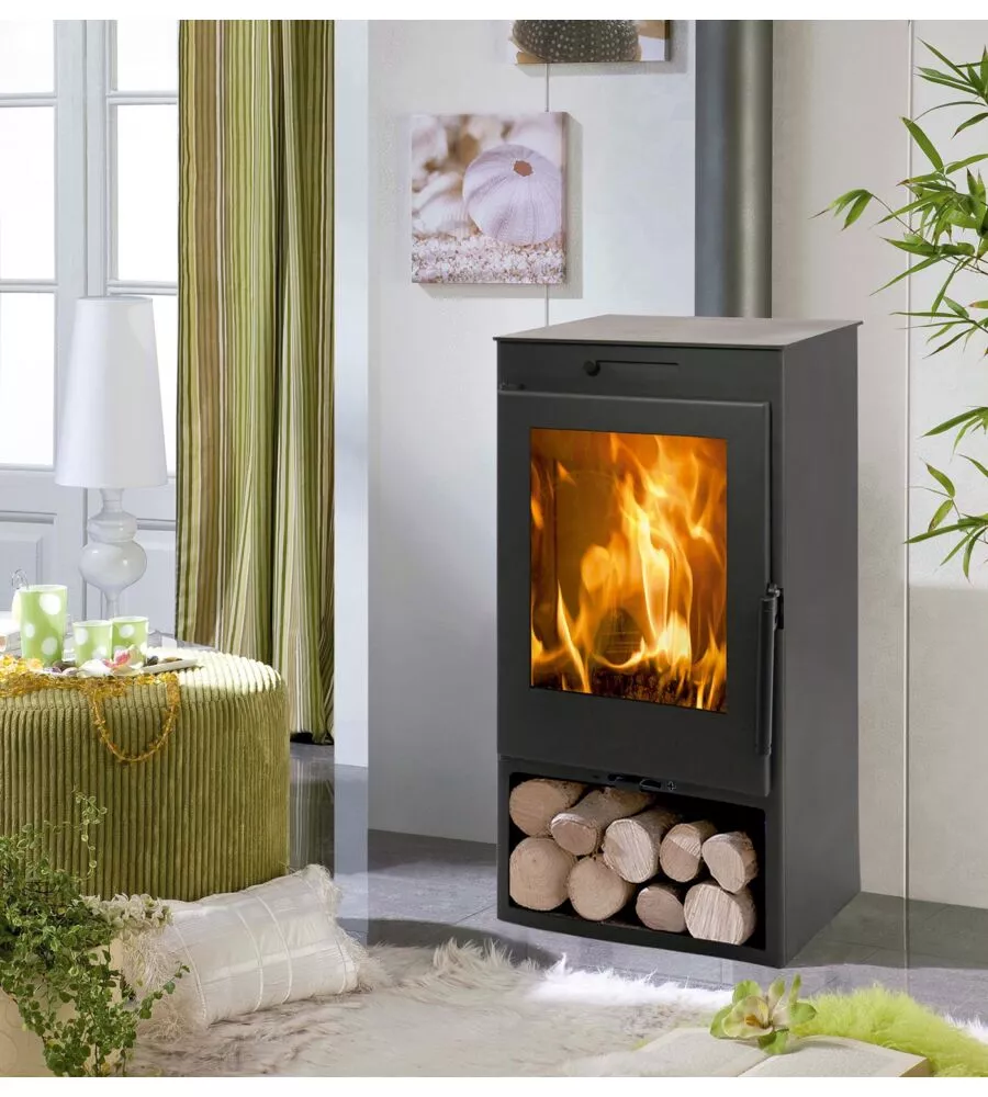 STUFA A LEGNA PANADERO "ZAHARA" IN ACCIAIO E GHISA NERO 6,9 KW