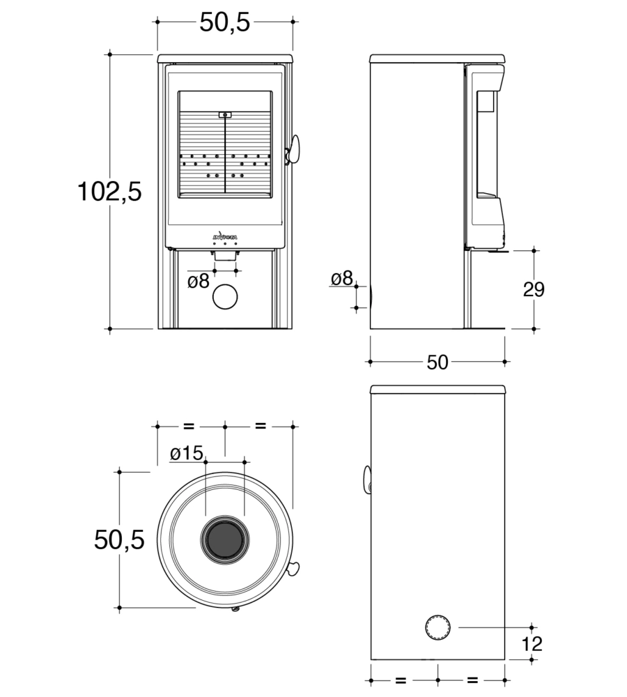 STUFA A LEGNA INVICTA "NEOSEN N" NERO 10,3 KW
