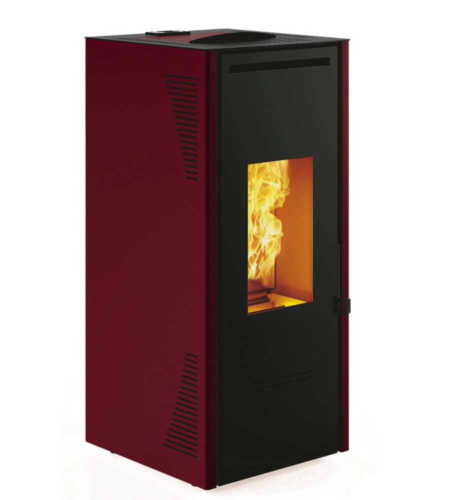 STUFA A PELLET CANALIZZATA E VENTILATA INVICTA "TALO PLUS" ROSSO 11,6 KW