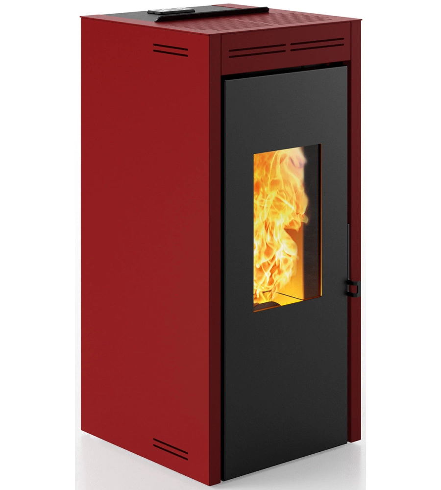 TERMOSTUFA A PELLET ERMETICA INVICTA "TERAMO PLUS" ROSSO 17,2 KW