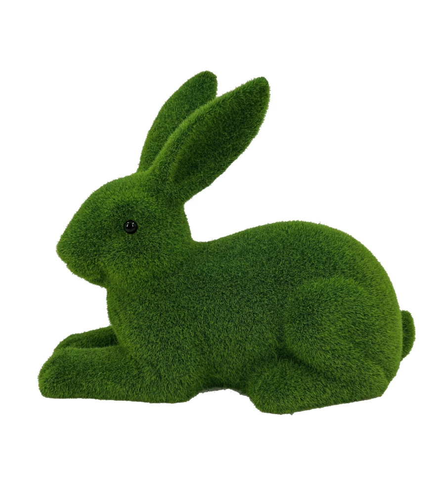 Coniglio sdraiato decorativo da giardino EuroGarden rivestito in erba 36,5x18x28,5 cm