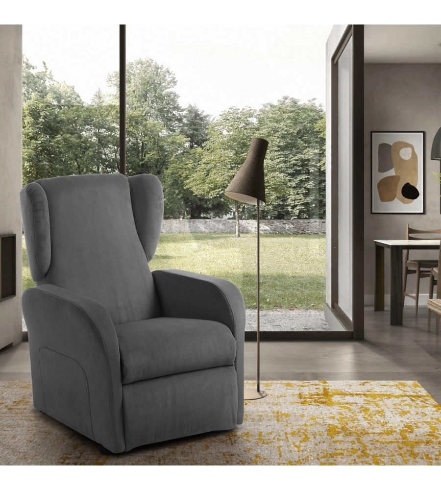 POLTRONA BELLAHOME "STAR" CON RECLINER IN TESSUTO GRIGIO 73X77X106 CM