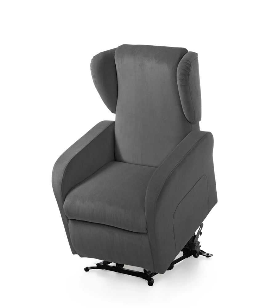POLTRONA BELLAHOME "STAR" CON RECLINER IN TESSUTO GRIGIO 73X77X106 CM