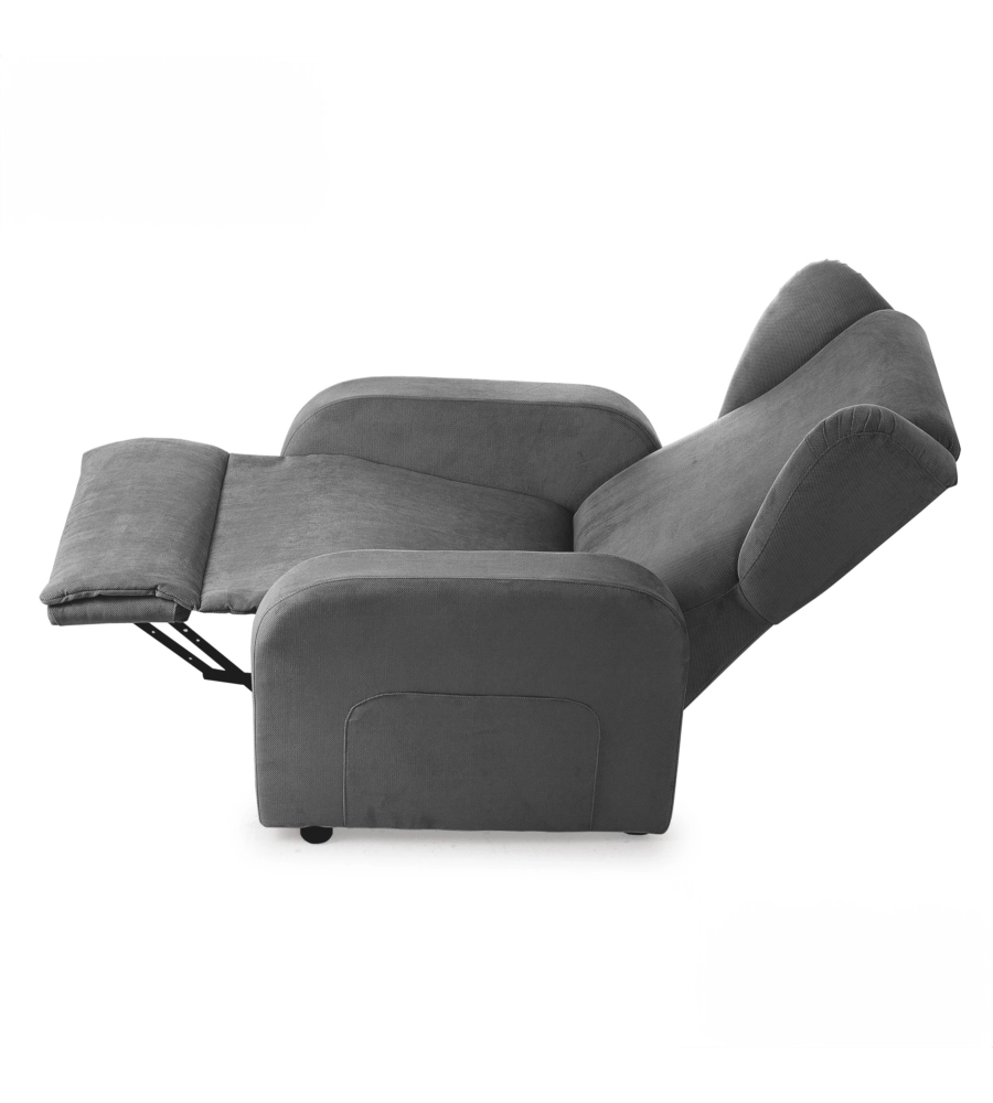 POLTRONA BELLAHOME "STAR" CON RECLINER IN TESSUTO GRIGIO 73X77X106 CM