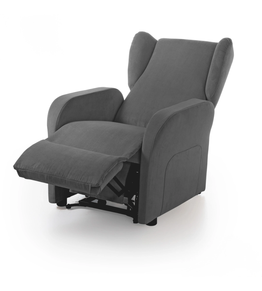 POLTRONA BELLAHOME "STAR" CON RECLINER IN TESSUTO GRIGIO 73X77X106 CM