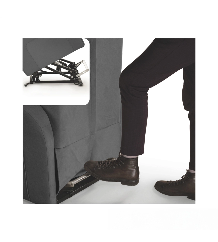 POLTRONA BELLAHOME "STAR" CON RECLINER IN TESSUTO GRIGIO 73X77X106 CM