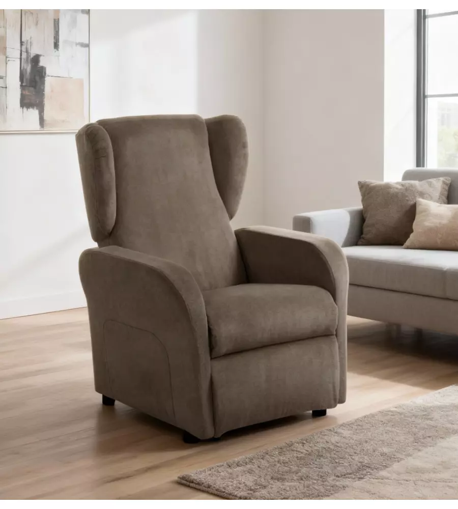 POLTRONA BELLAHOME "STAR" CON RECLINER IN TESSUTO TORTORA 73X77X106 CM