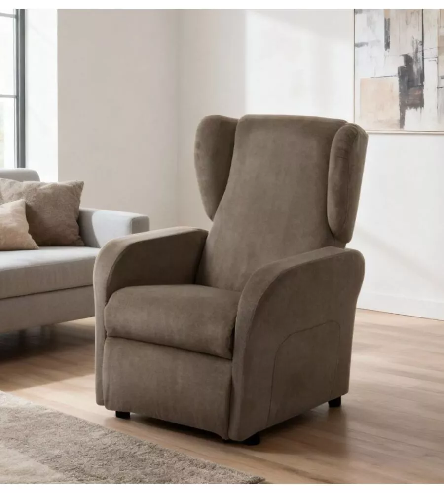 POLTRONA BELLAHOME "STAR" CON RECLINER IN TESSUTO TORTORA 73X77X106 CM