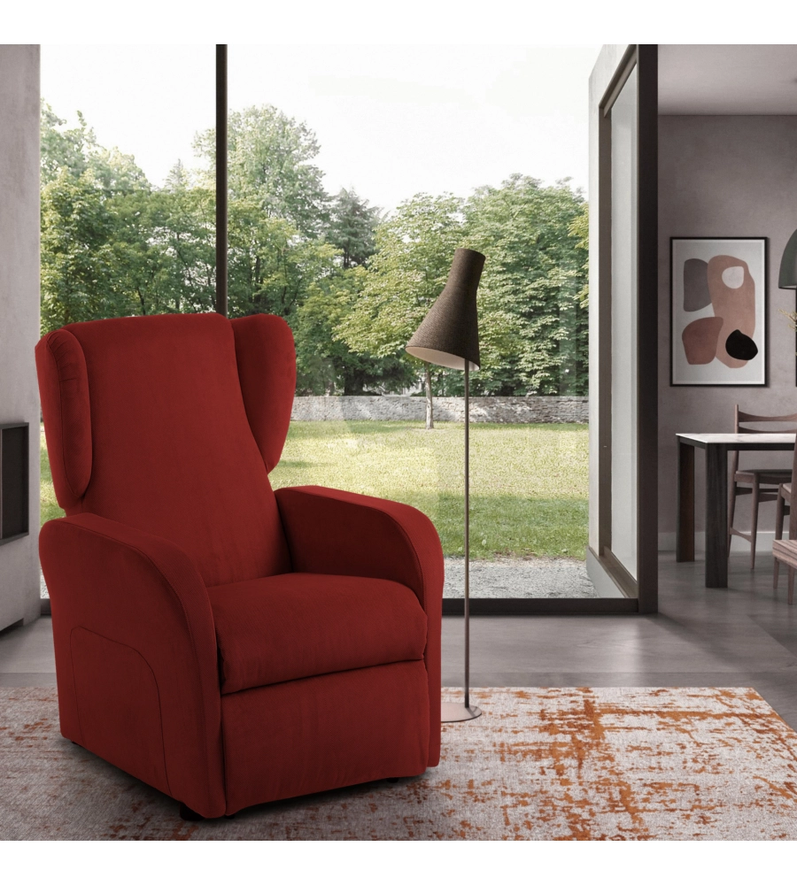 POLTRONA BELLAHOME "STAR" CON RECLINER IN TESSUTO ROSSO 73X77X106 CM