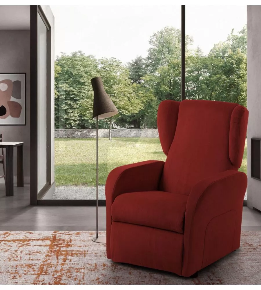 POLTRONA BELLAHOME "STAR" CON RECLINER IN TESSUTO ROSSO 73X77X106 CM