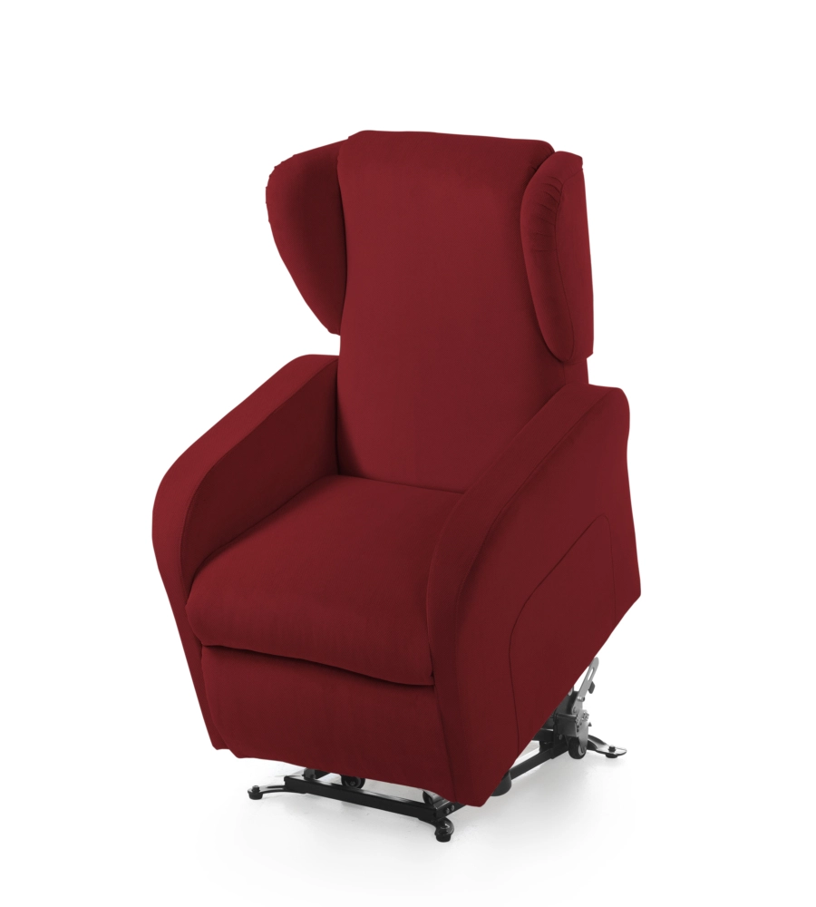 POLTRONA BELLAHOME "STAR" CON RECLINER IN TESSUTO ROSSO 73X77X106 CM
